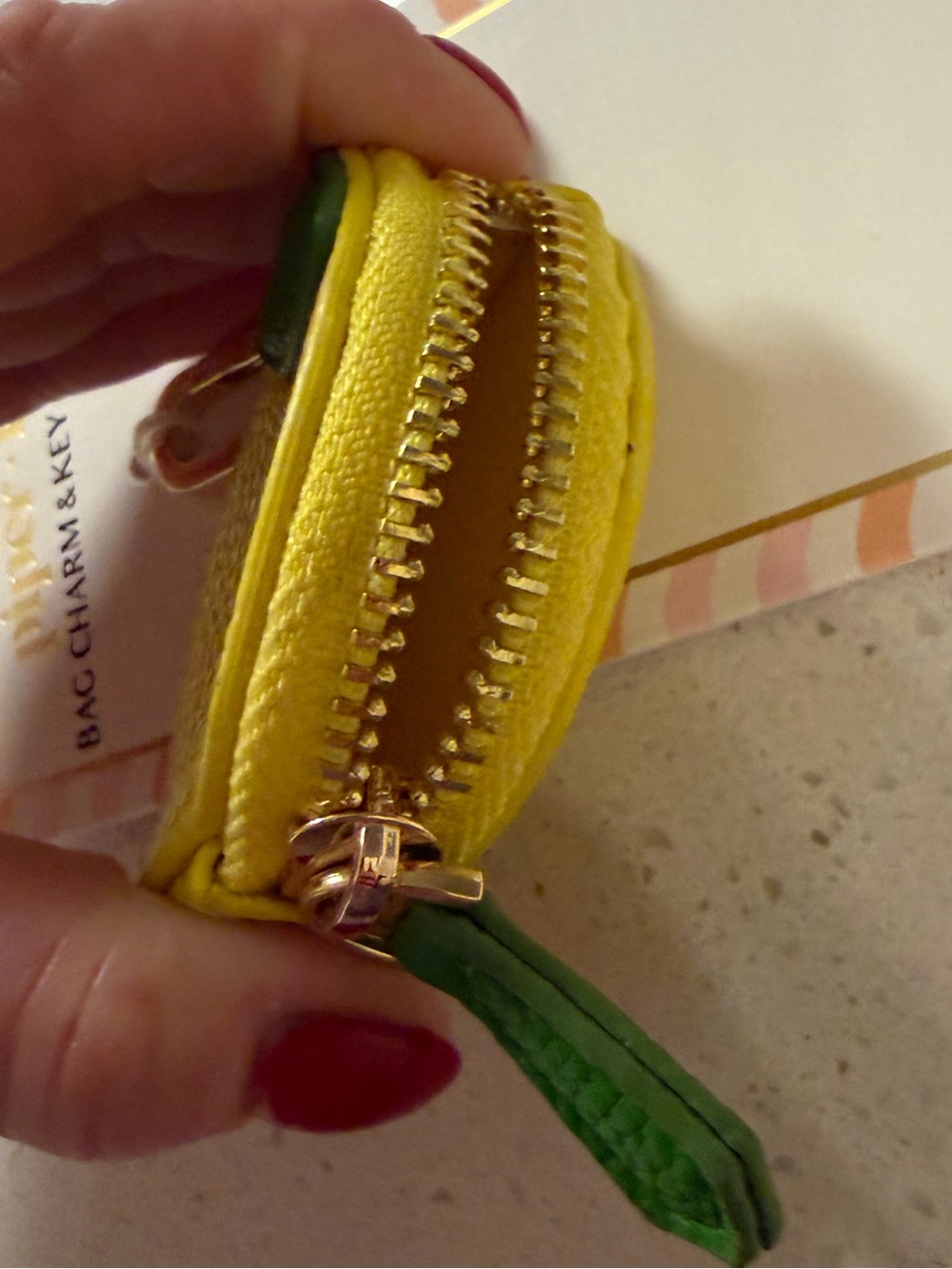 🍋Piper•k Yellow Lemon Bag Charm w/ Green Leaf. Adorable and perfect for summer! - Picture 8 of 12